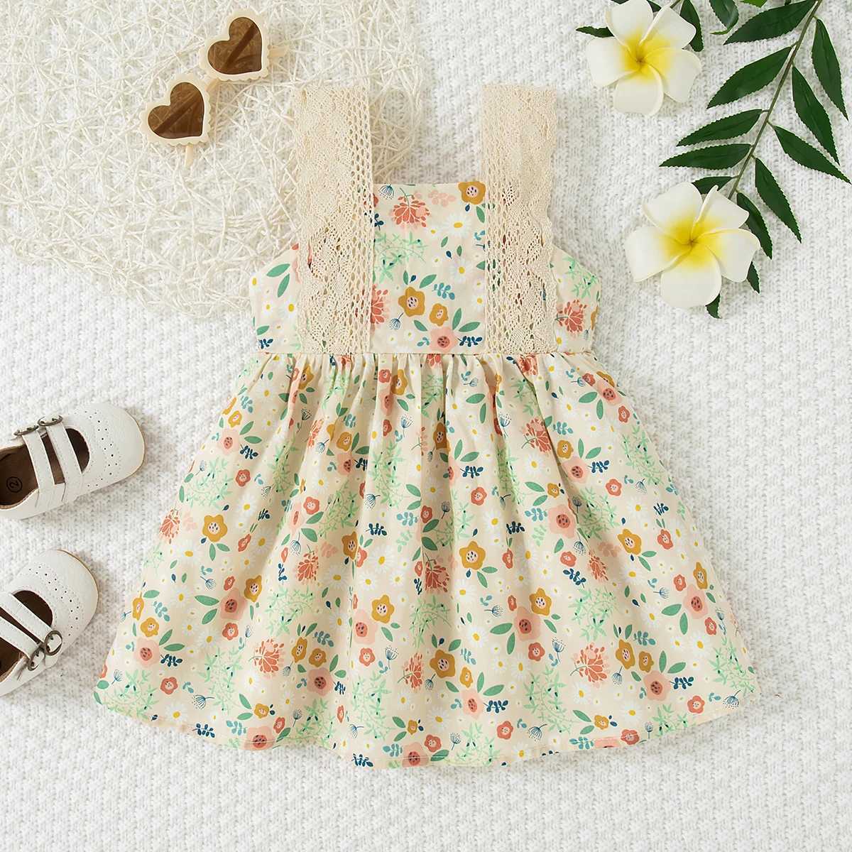 Summer Baby Girl Dress Full Of Floral Square Neckline Lace Suspender Princess Dress Childrens Dress R250707