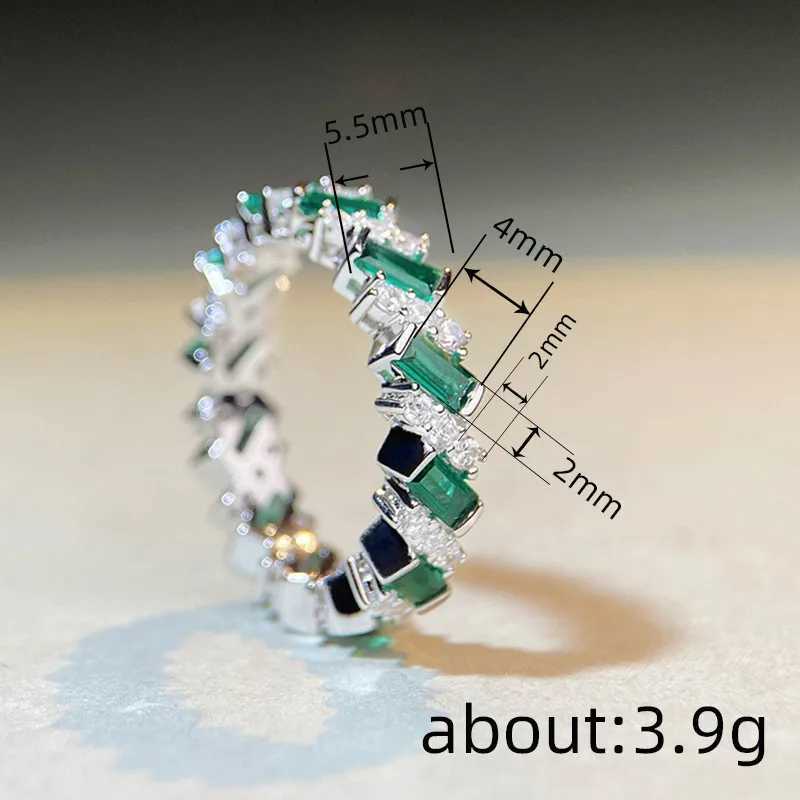 925 Sterling Silver Luxury Trendy Lady Sparkling Finger Ring Shiny Green/White CZ Jewelry for Engagement Fashion Luxury XJ250707