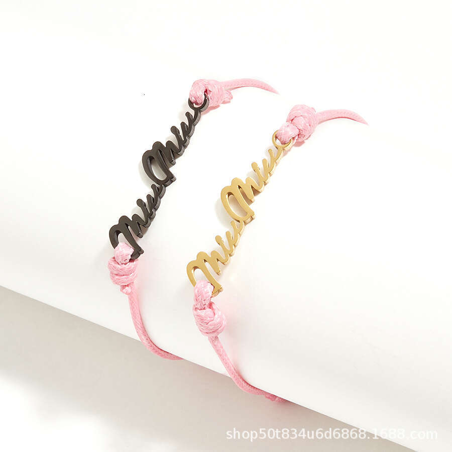 MIU Stainless Steel Letter Epoxy New Fashion Pig Nose Hair Tie Bracelet