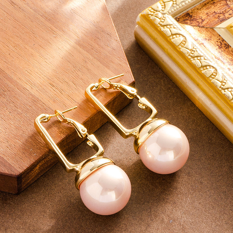 Fashion Pearl Light High-end Feel Slimming for Square and Round Faces Non-fading Sier Needle Earrings
