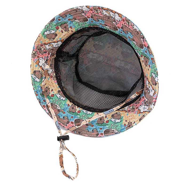 Hot Sale Unisex Summer Capibara Bucket Hat Capybara Print Outdoor Sun Protection Women Cap Adult Lovely Hat Y250707