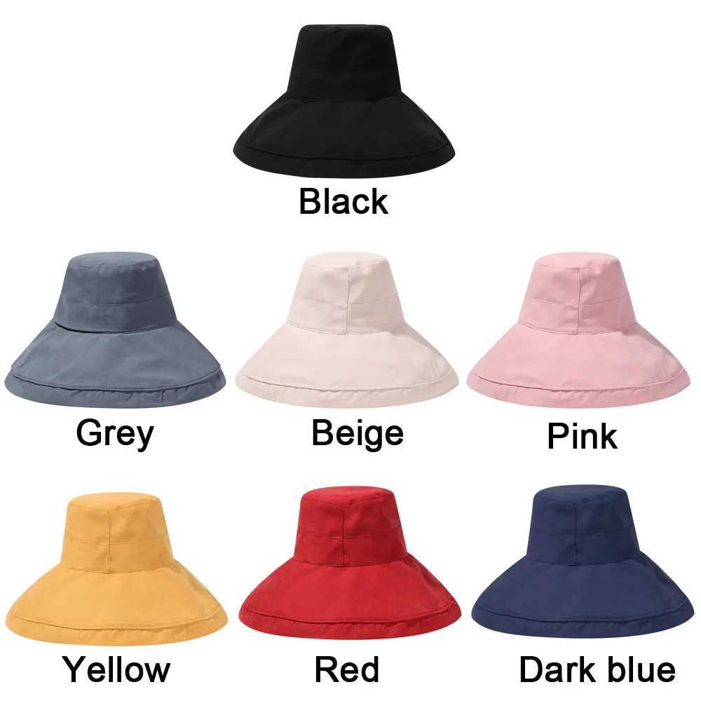 Women Portable Wide Brim Big Visors Anti-UV Fisherman Cap Sun Hat Beach Bucket Hat Foldable Y250707