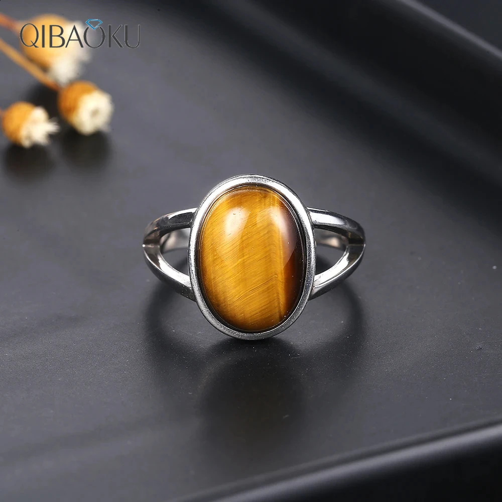 Simple Natural 1014mm Tiger Eye Ring S925 Silver Jewelry Rings for Women Men Large Stone Vintage Gift 250624