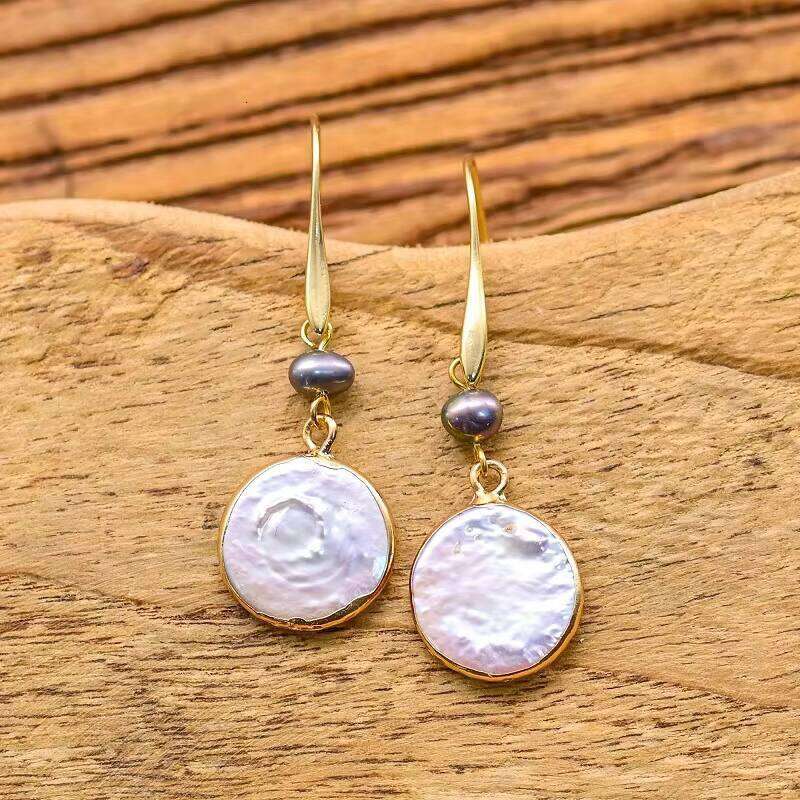 Gray Pearl Irregular Bohemian Style Earrings Water Drop