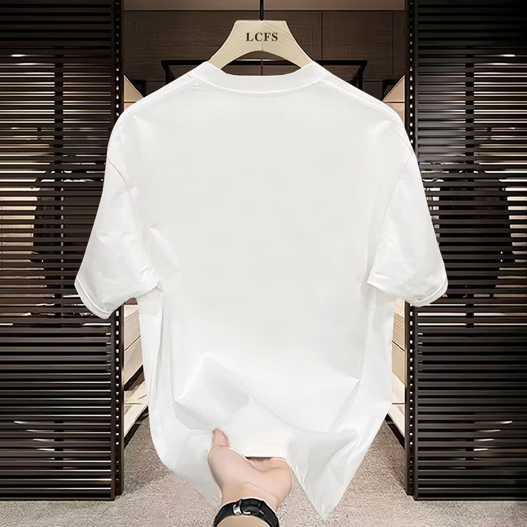 free shipping for man A trendy brand of pure cotton men's printed short-sleeved T-shirt, a new summer fashion and versatile round-neck T-shirt