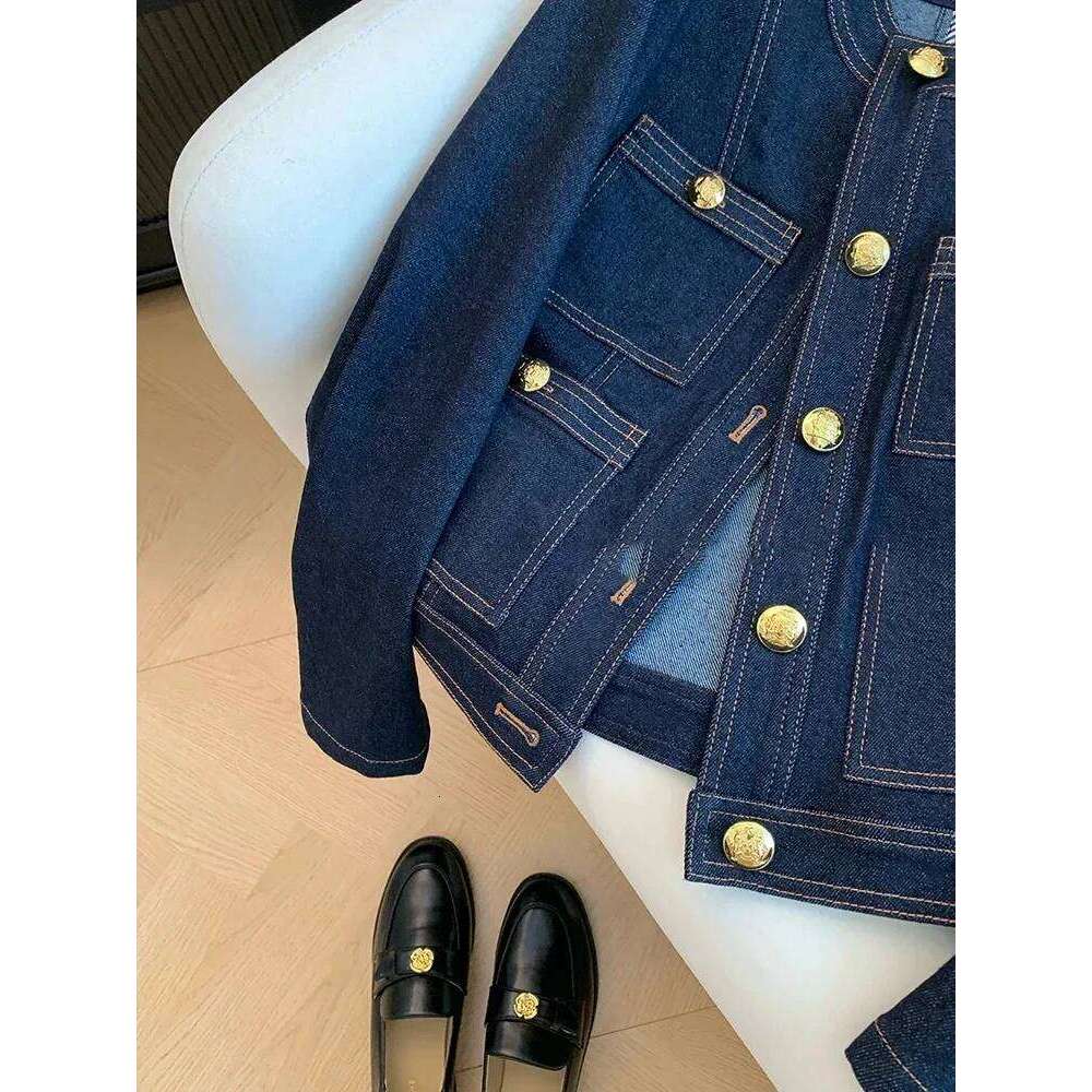 Syiwidii Blue Denim Jacket Women Autumn Classic Style Short Coat New Korean Fashion Pockets O-Neck Female Loose Jackets