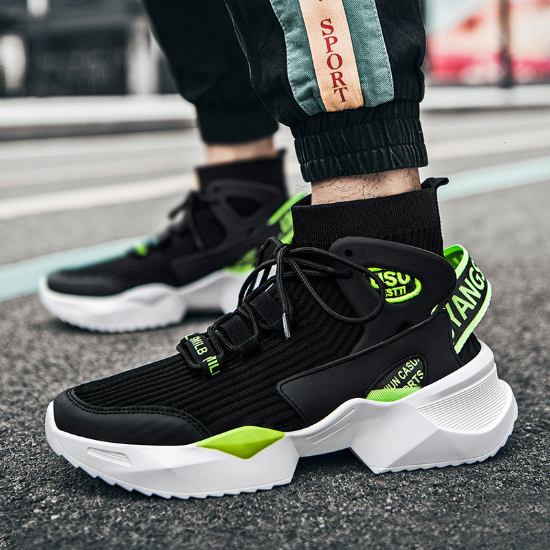 Men's Winter Fleece - lined Fly - woven Dad Shoes, Thick - soled Inner - heightening High - top Sock Boots, Casual Sports Warm and Stylish Shoes