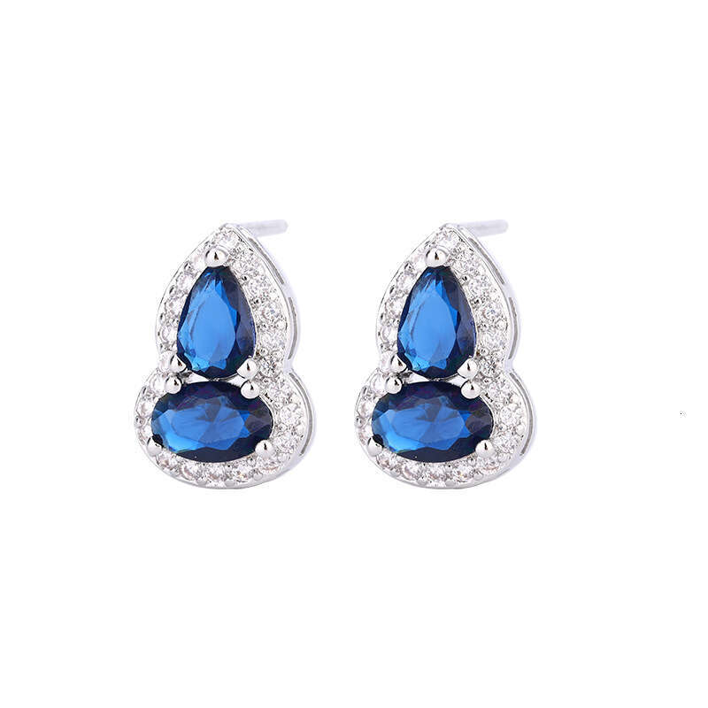 Huayoumei S Sier Needle Tiktok Style Imitation Royal Blue Color Treasure Gourd Bracelet And Earring Set For Women 6Ef