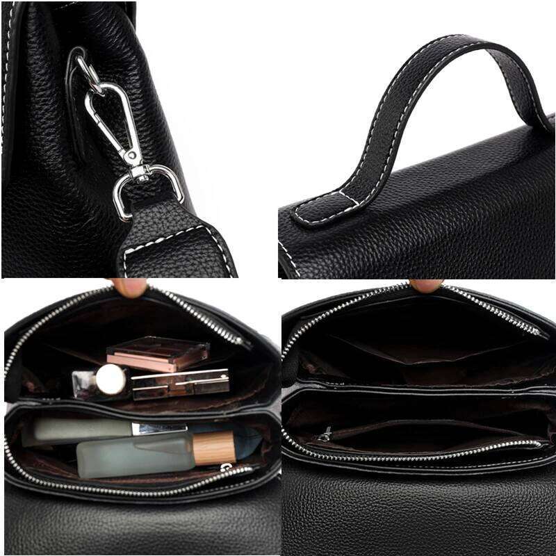 Solid Genuine Ladies Handbag Female Messenger Tote Sac High Quality Cow Leather Shoulder Crossbody Bag For Women