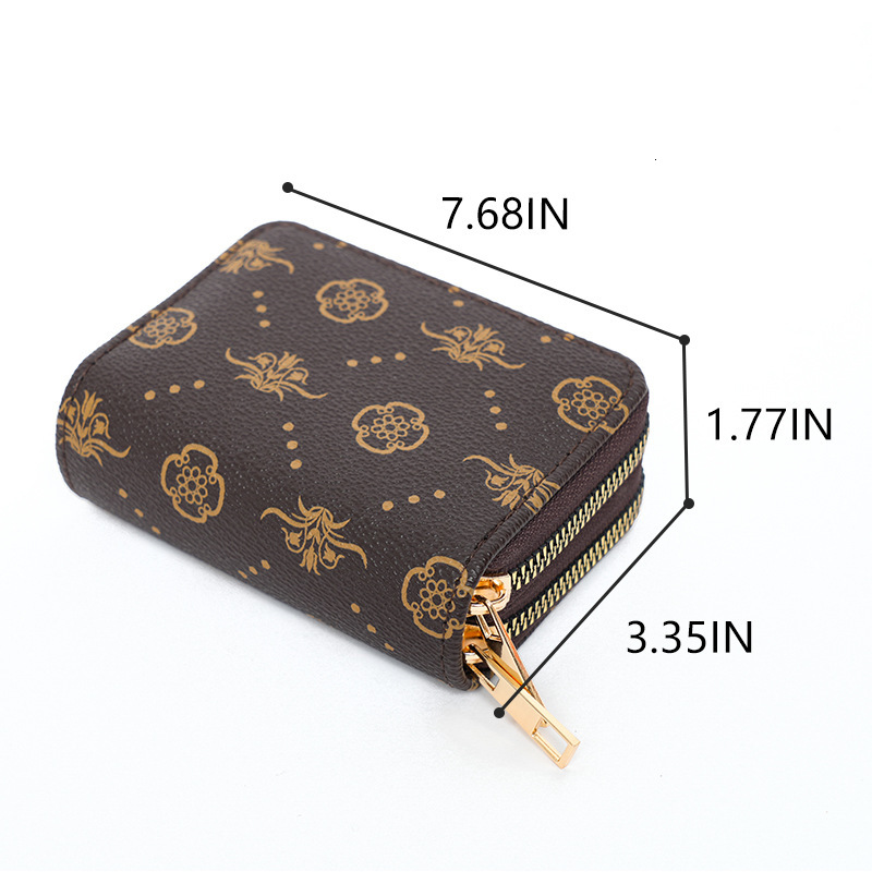 Free shipping designer 2025 New Women Card Holder Double Zipper Accordion Fashion Multi-Card Slot Multi-Functional Card Clip Retro Trendy Coin Purse