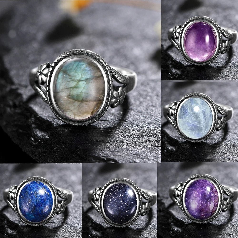 S925 Silver Ring Femme JewelrNatural Moonstone Eye Personalized Rings for Women Bijoux Wedding Jewelry Gift 250624