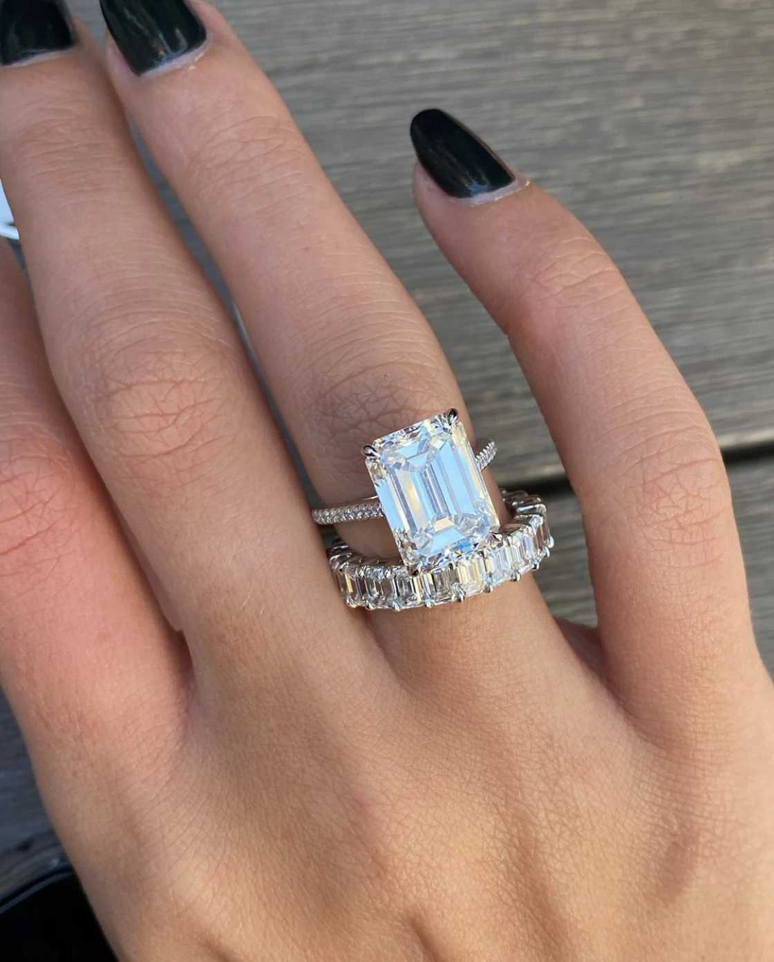 eternyti 925 Sterling Silver Engagement Wedding Band Rings for Women Bridal Emerald Cut Diamond Promise Party Jewelry Gift XJ250707