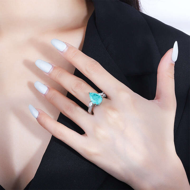Paraiba Hot Selling Tiktok Live Emerald Green Index Finger Fashion Luxury Ring 29C