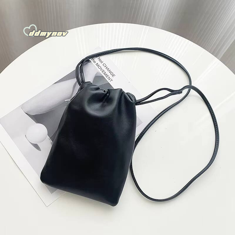 Casual Drawstring Style Women Crossbody Candy Color Lady Mini Bucket Bag for Mobile Phone Female Shoulder Purse Wallet ddmynov
