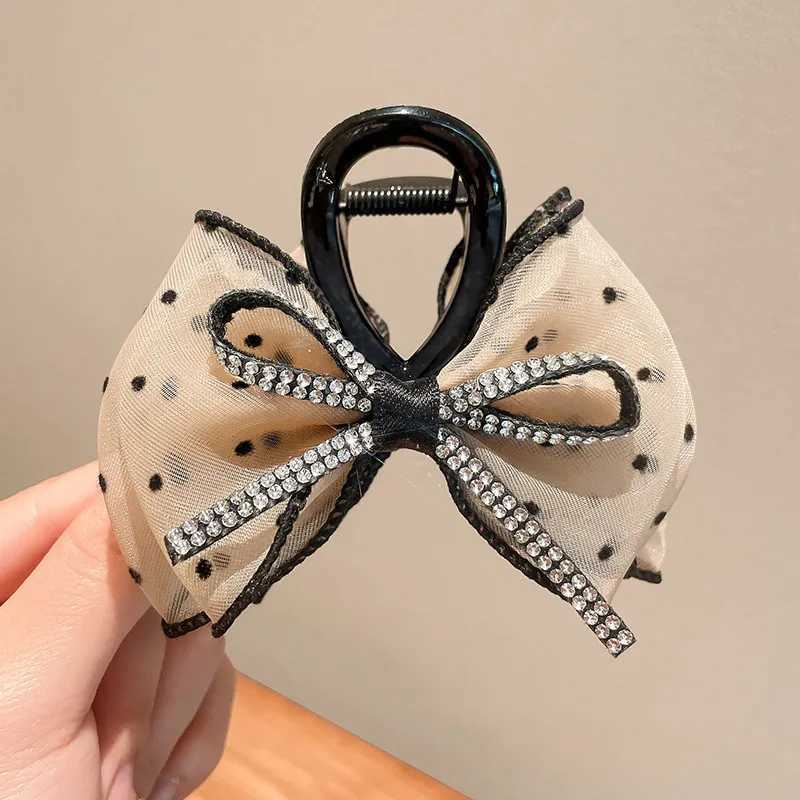 Mesh Bow Rhinestones Hair Clip for Women elegant Hair Clamp Fashion Girl Ponytail Clip Hair accessories Z250707