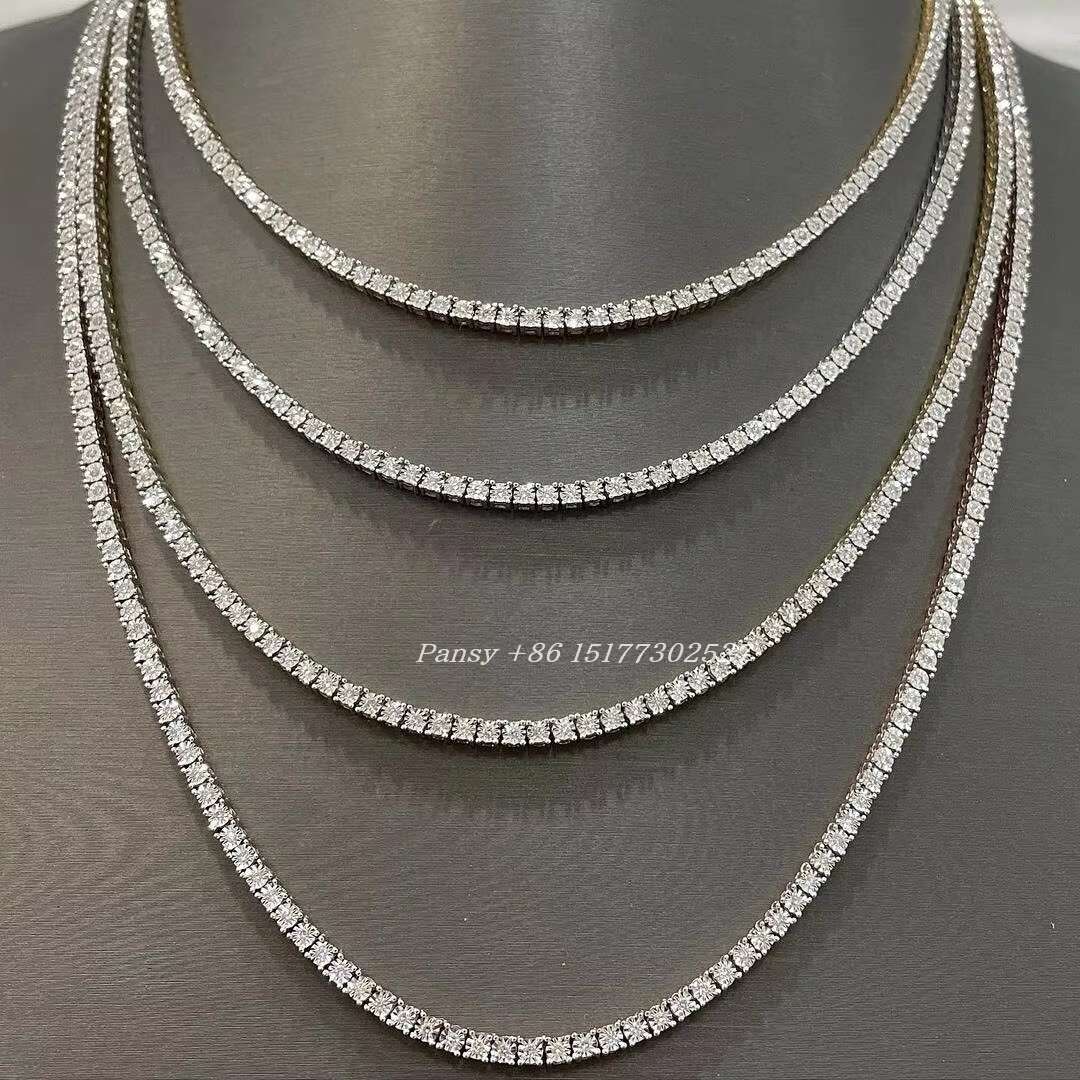 RTS Cheapest Price Cuban Hip Hop Chain D Quality Moissanite 925 Sterling Silver Chain Diamond Tnnis Chain Necklace Bracelet