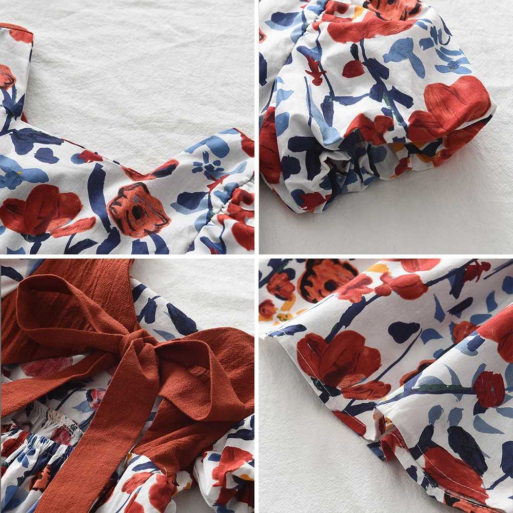 Bear Leader Girl Summer Dress Outfits 2023 New Girls Floral Princess Dress Backless Tie Bow Puff Sleeve Fashion Dress for Ages 3-11 R250707