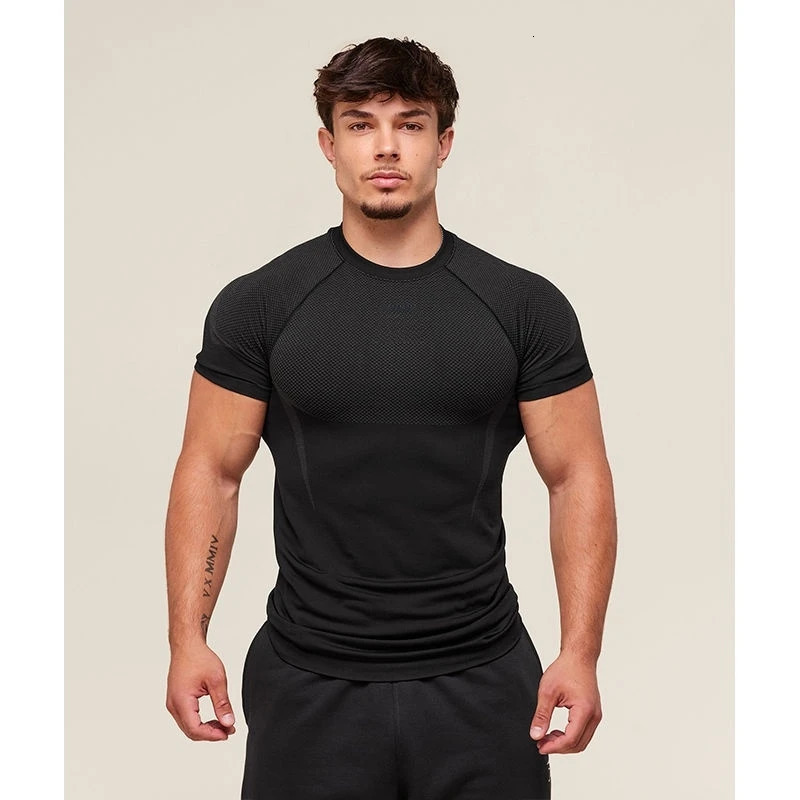 Mens High Elastic Quick Dry Sports Shark T-Shirt Tight Fitness Training Workout Breathable Summer Gym Trendy Top man 250708