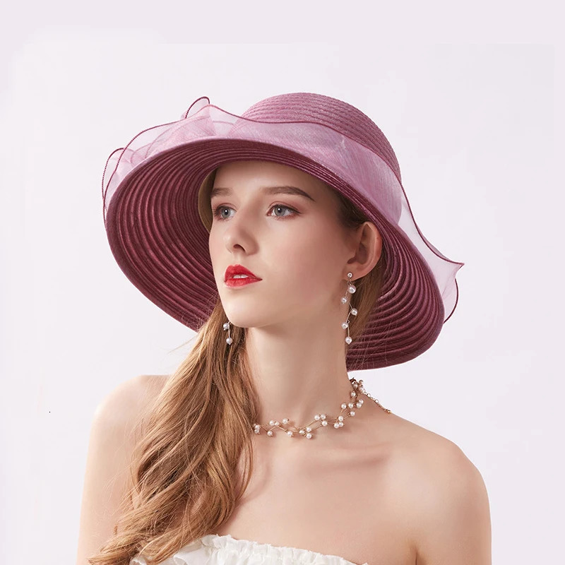 Summer Hats For Women Organza Flower Mesh Sunshade Hat Vacation Beach Wide Brimmed Sun Protection Sombreros De Mujer 250707