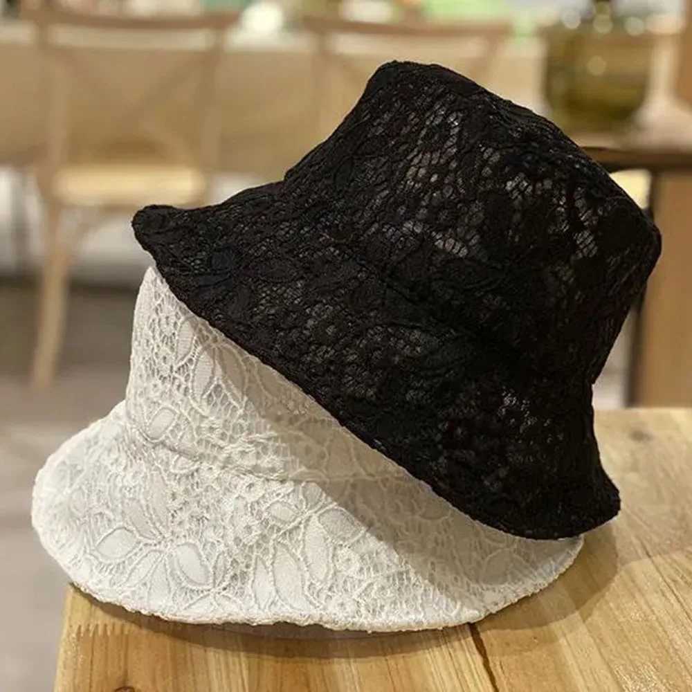 New South Korea Ins Lace Fisherman Hat Ladies Summer Hollow Breathable Bucket Hat Mesh Basin Hats New Temperament Goddess Sun Cap Y250707