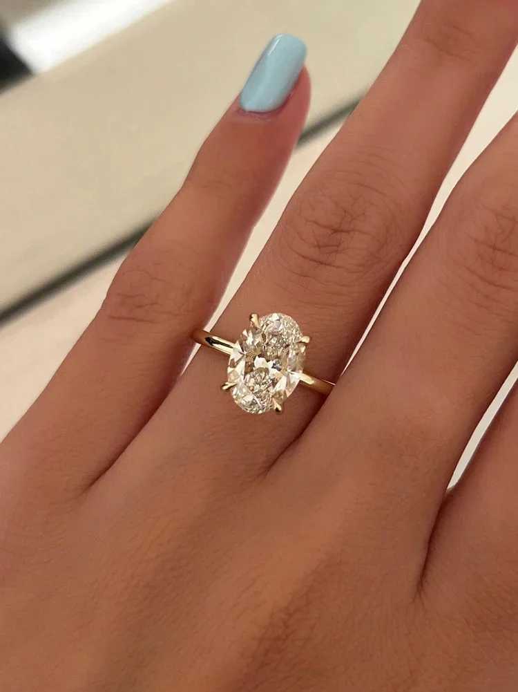 925 Sterling Silver Gorgeous Shiny 1-8CT Zircon Oval Stone Ring For Women Engagement Wedding Luxury High Quality Fine JewelryXJ250707