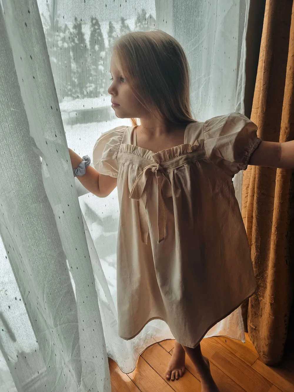 Summer Kids Baby Dress Puff Sleeve Floral Sweet Dress For Girls Short Sleeve A-Line Party Dress Girls Clothing R250707