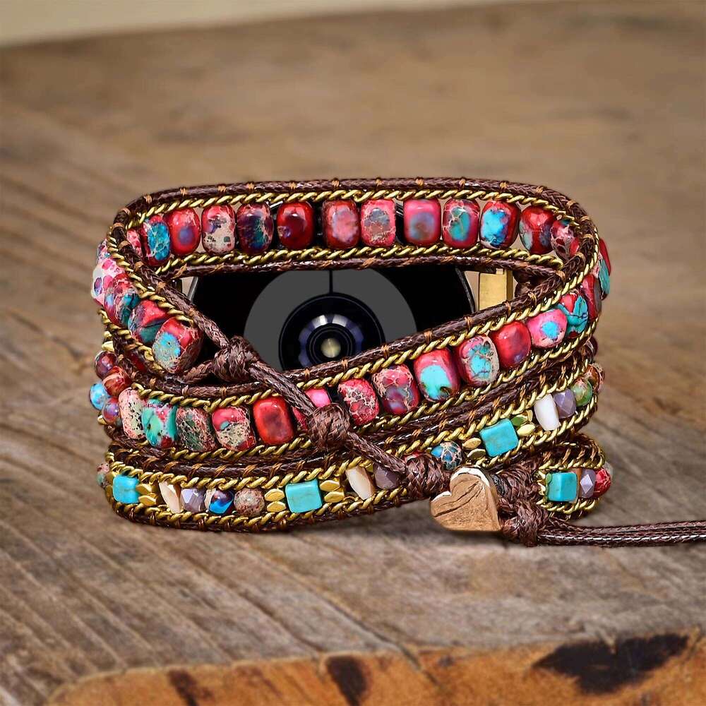 Creative Handmade Smart Red Imperial Stone Samsung Bohemian Jasper Bracelet Watch Strap