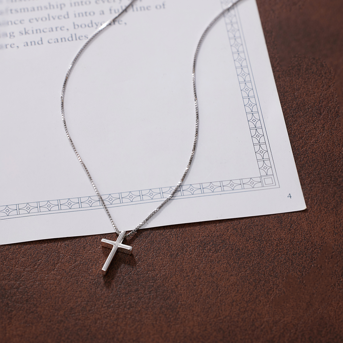 Fashion 925 silver necklace women cross glossy minimalist style memorial cross collarbone necklace SW0062