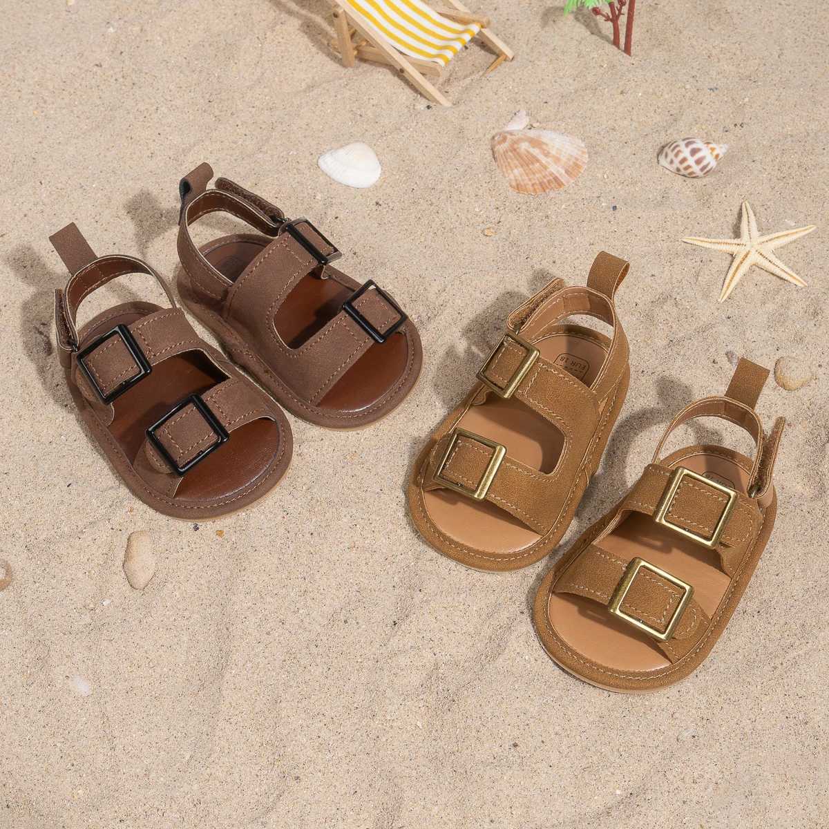 Infant Casual Style Buckle Decoration Beach Baby Sandals Anti-slip Comfortable Soft-soled Baby First Walkers R250707