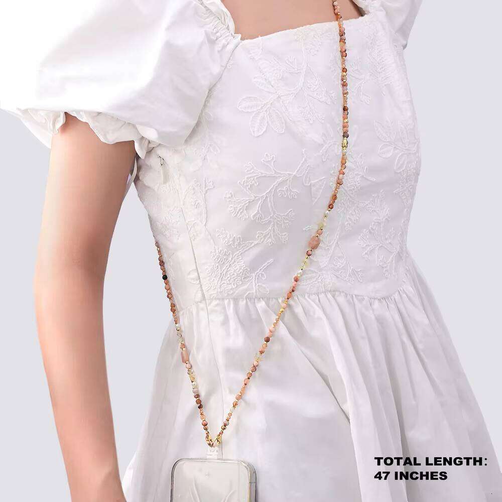 Luxurious Simple Imperial Beaded Chain Natural Stone Phone Lanyard Accessories