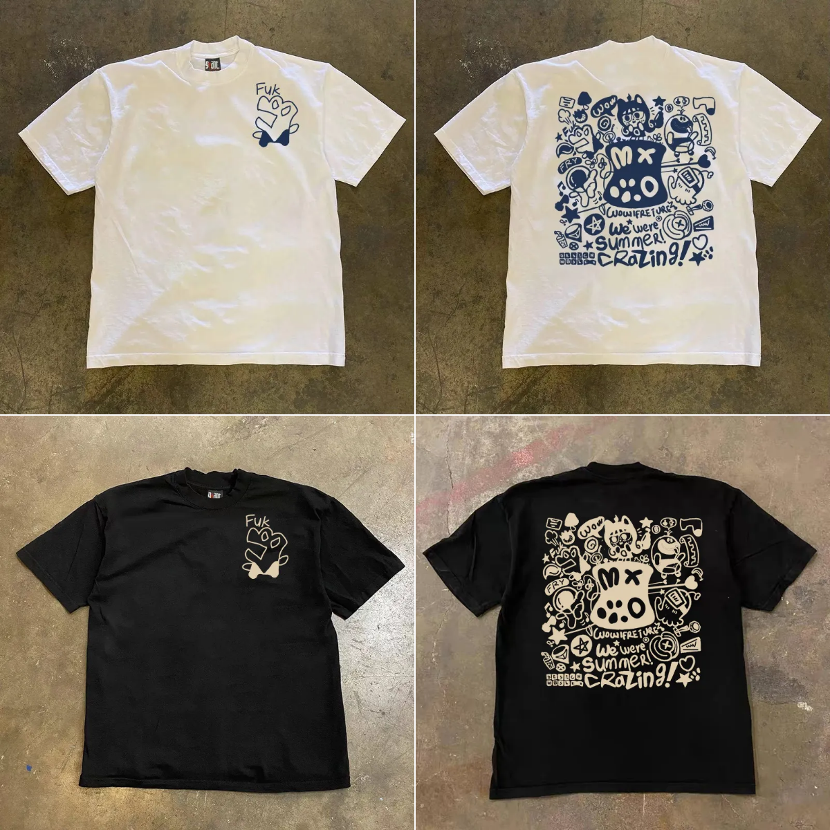 Men's T Shirts 2025 Niche Couple Dress Graffiti Style Printing Short-sleeved T-shirt 260g Cotton Hip-hop Fashion Top