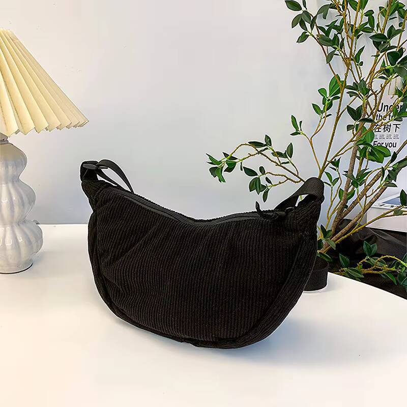 Solid Color Corduroy Womens Hobos Shoulder Retro Casual Female Crossbody Bags Ladies Daily Travel Handbags Messenger Bag ddmynov