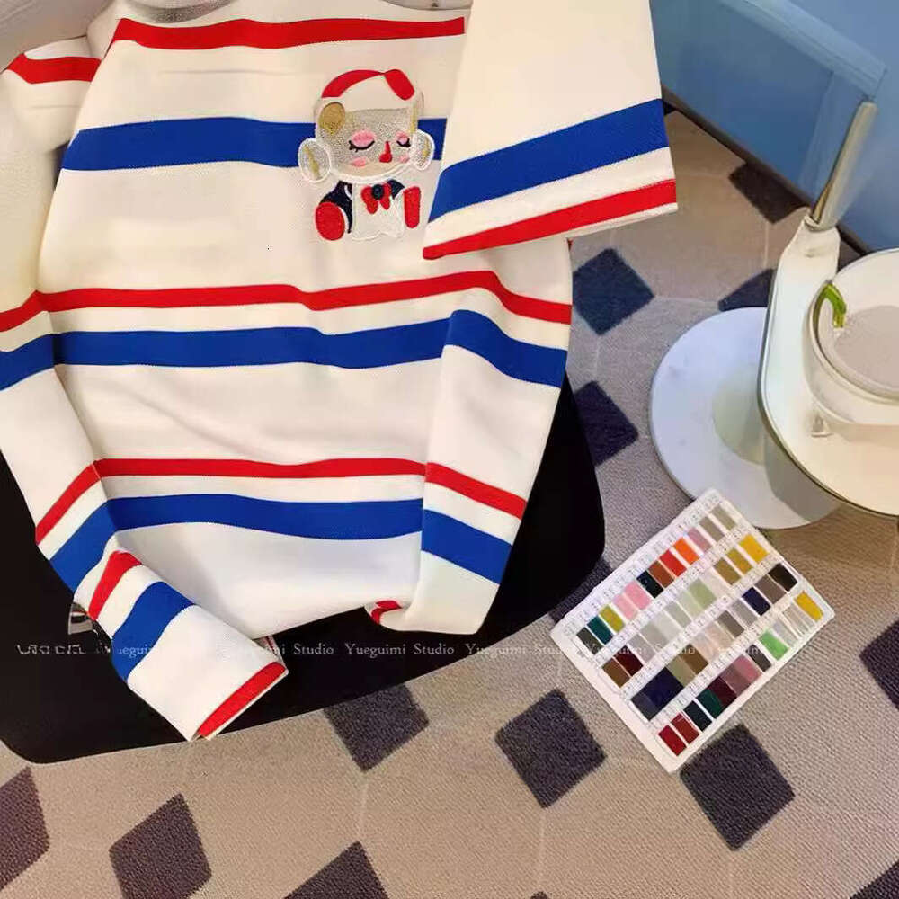 Striped Short T-Shirt For Women Summer New Style High-End Fashionable Youthful Casual Half Sleeve Top B5