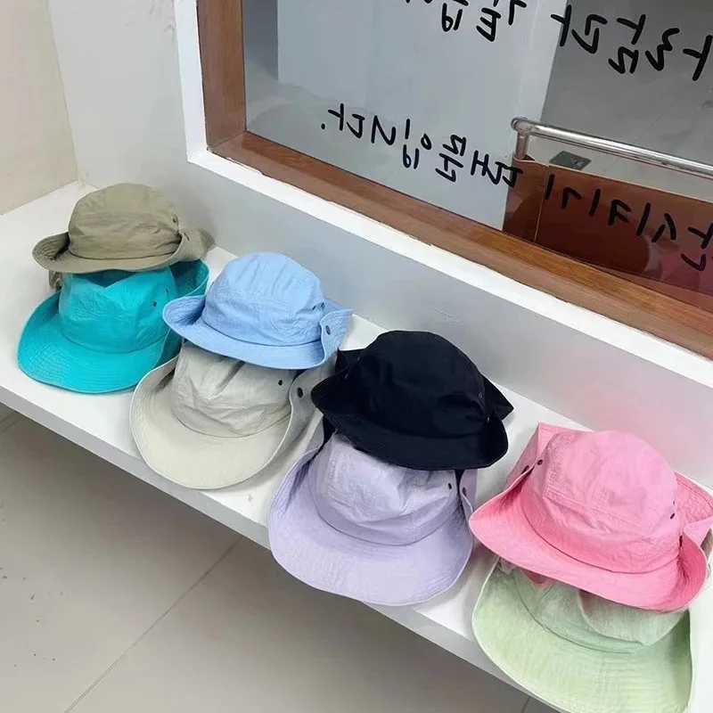 Ins Solid Color Retro Western Cowboy Caps for Women Summer Outdoor Leisure Sunscreen Big Brim Quick-drying Bucket Hats Men Y250707