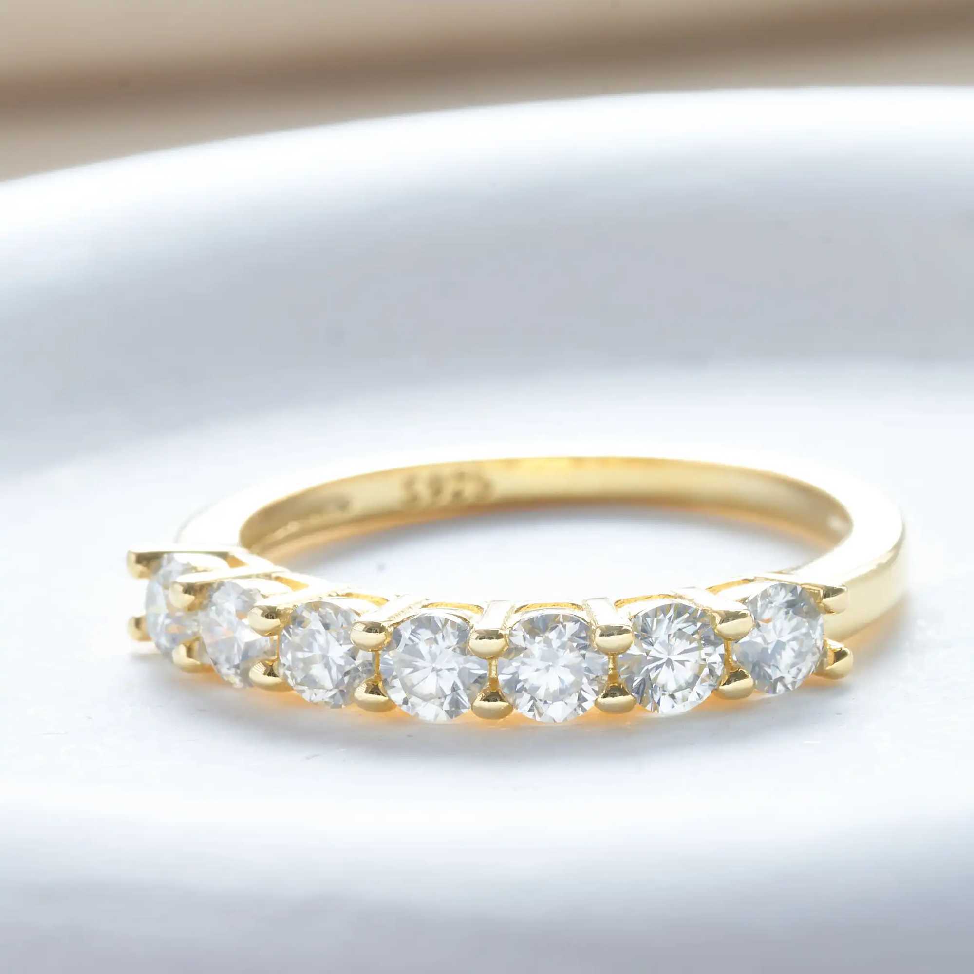 Moissanite Ring 925 Sterling Silver Ring With White Gold Plated Full Diamond Eternity Band Engagement Wedding Rings For Women XJ250707