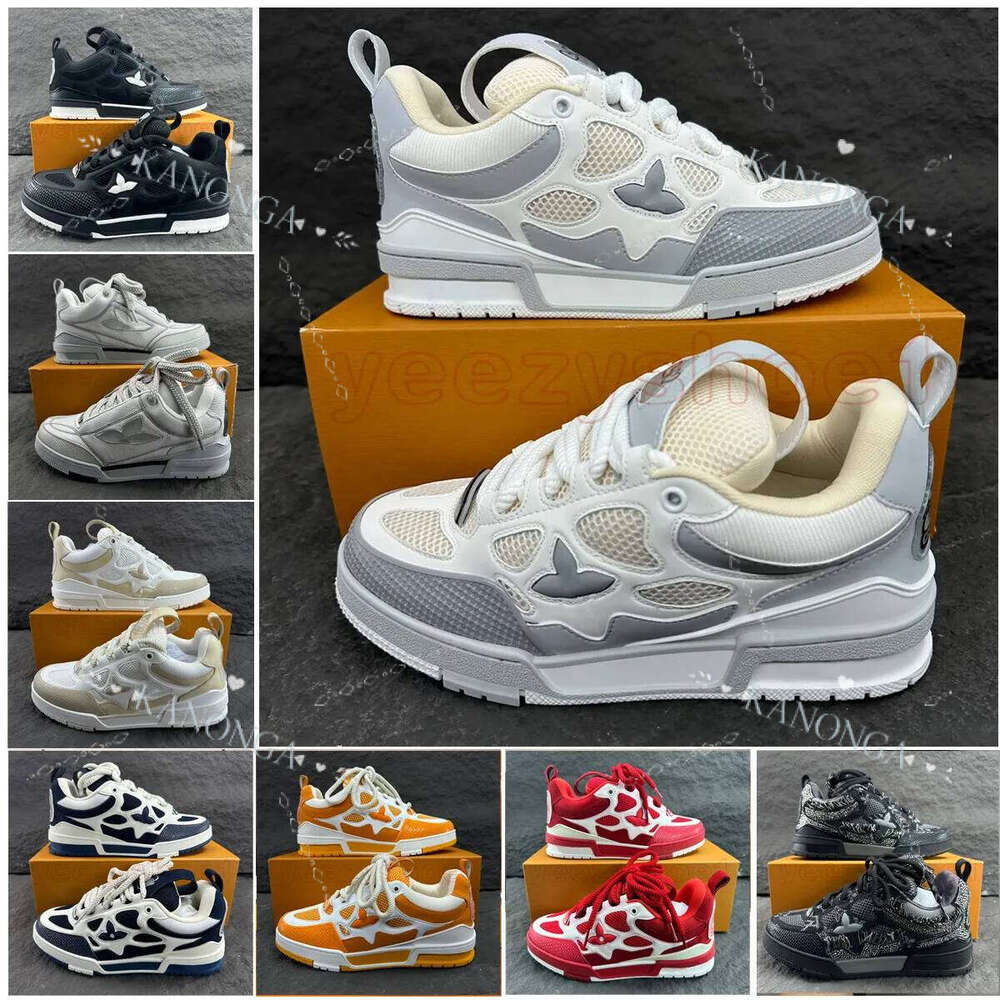 Skate Designer Sneakers Mens Trainers Sneaker Casual Runner Shoe Outdoor Leather Flower Skates Tennis Women Fashion Men Shoes Size 35-45
