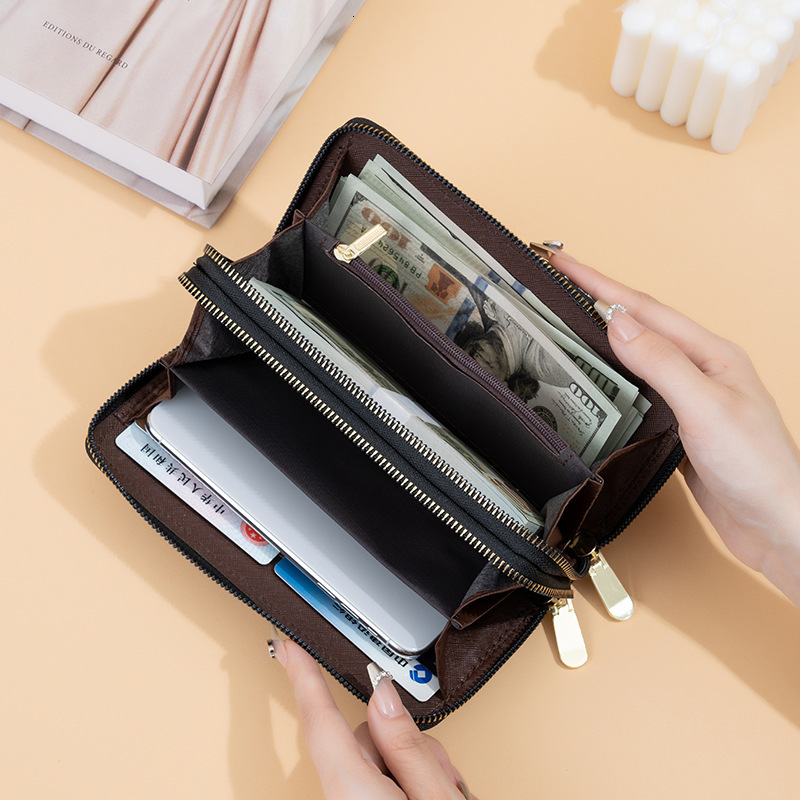 Free shipping designer 2025 New Women Clutch Bag Printed Big G Letter Fashion Double Pull Large Capacity Multi-Card Slot Wallet Phone Bag