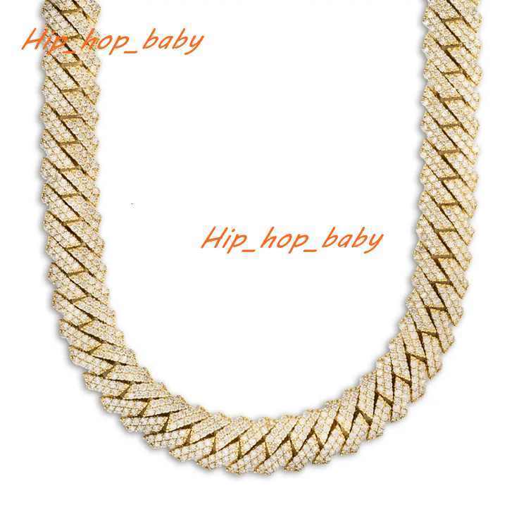 Top Fashion S925 Silver 20mm Full Iced Out Moissanite Cuban Chain Necklace for Men Hip-Hop Jewelry for Wholesale