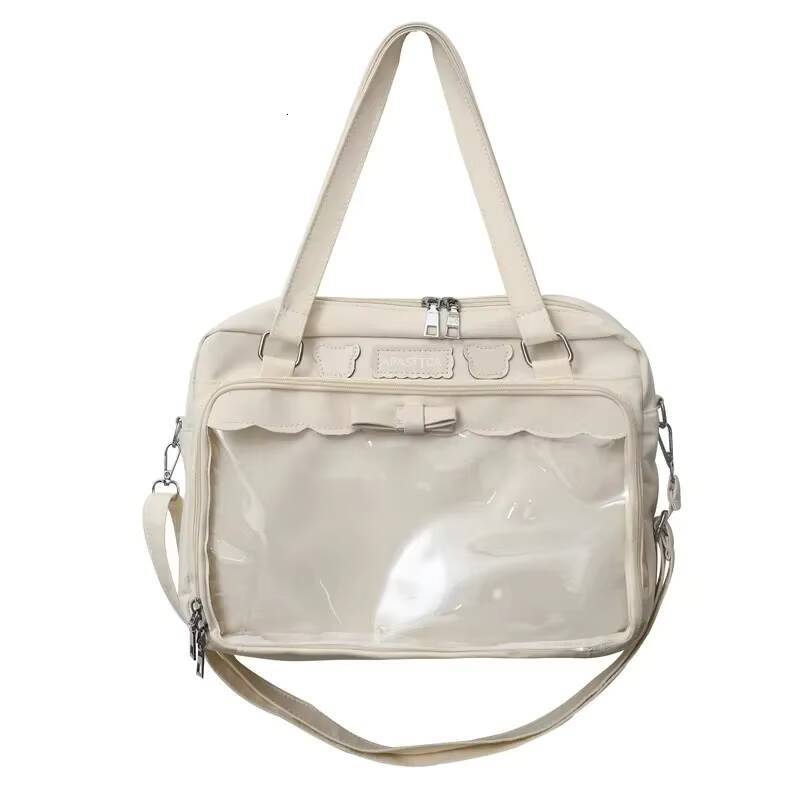 Japanese Cute Transparent Canvas Itabag Fashion Girls One Shoulder Student Personality Crossbody with Badge Doll Ita Bag ddmynov
