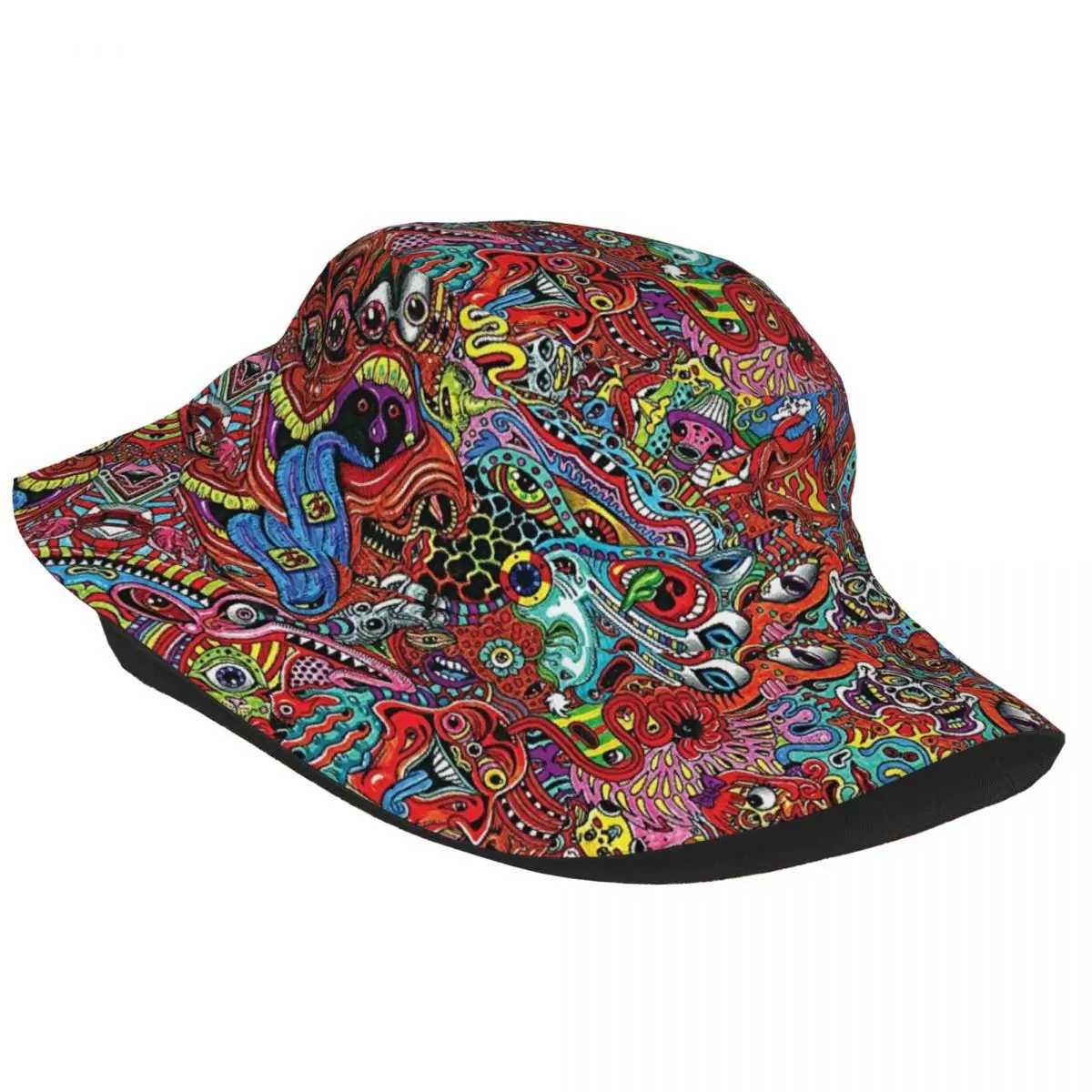 Abstract Drawing Surreal Colorful Psychedelic Art Bucket Hats for Men and Women Unisex Fashion Summer Fisherman Cap Y250707