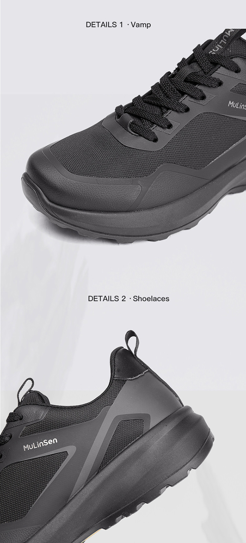 Mulinsen men's shoes spring and summer thin breathable men's mesh sports shoes 2025 new black casual shock-absorbing running shoes