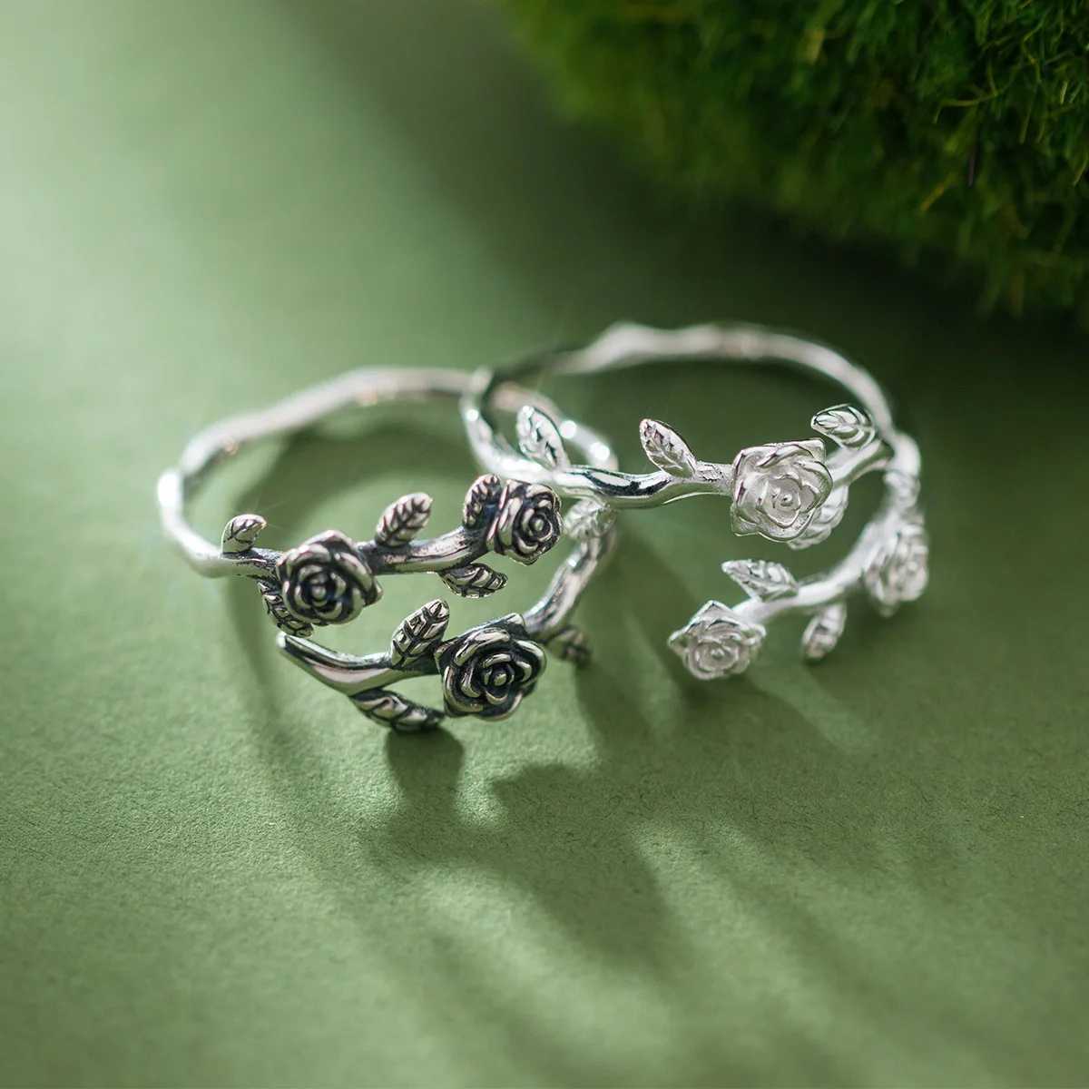925 Sterling Silver Roses Branch. Adjustable Rings For Women Engagement Wedding Female Luxury Jewelry Accessories Jewellery XJ250707