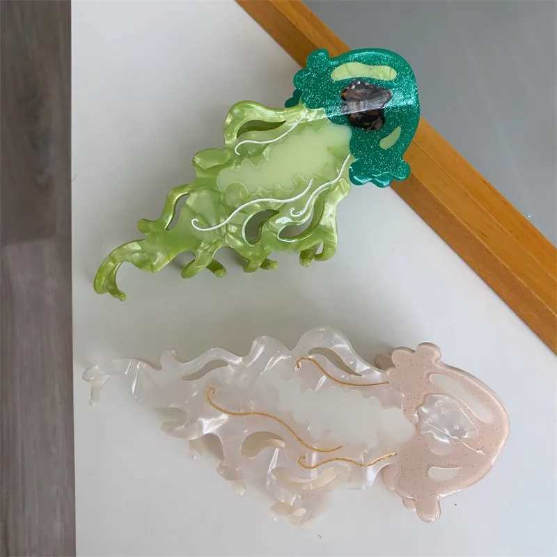 New Marine Life Hair Claw Acetate Labge Colorful Jellyfish Hair Clip Shark Clip for Women Girls Summer Beach Hair Accessories Y250707