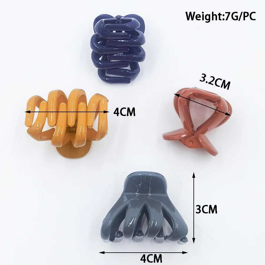 12Color/Card 4CM Acrylic Plastic Small Crab Hair Claw Clip for Women and Girls Cute Candy Mini Solid Barrette Clamp Hair Accessories Set Y250707