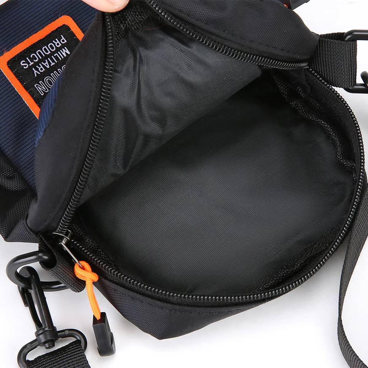 Mens Lightweight Nylon Multiple Compartments Zipper Square Adjustable Strap Crossbody Bag For Daily Use ddmynov