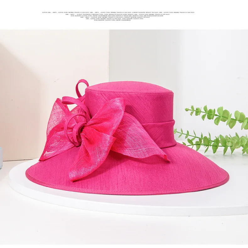 Elegant Wide Brim Black Hats For Women Big Bow Formal Occasion Kentucky Cap Lady Wedding Cocktail Party Flat Top Fedoras 250707