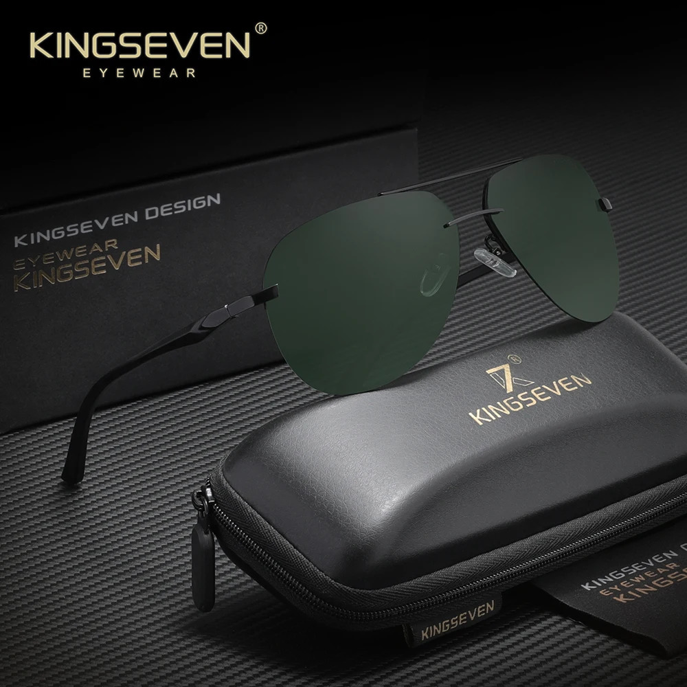 Kingseven Retro Pilot Sunglasses Men Women Driving Travel Rimless Half Frame Glasses Classical AntiGlare Vintage Male Eyewear 250707