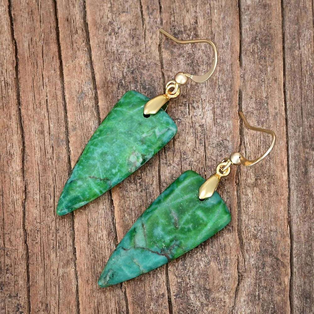 Imperial Jasper Triangle Earrings Natural Stone Bohemian Women's Gift