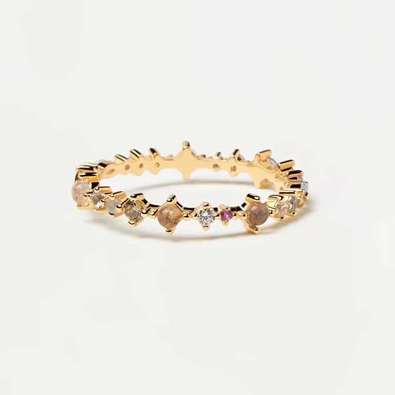 Fashion 925 Sterling Silver Multicolor Zircon Ring Elegant Charm Exquisite Women Ring Birthday Party Gift Exquisite Jewelry XJ250707