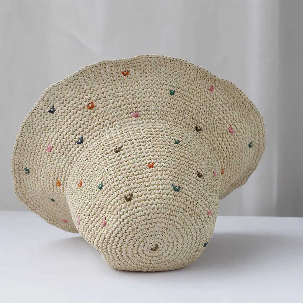 2025 NEW Women Sun Hat Wide Large Brim Beach Hats Womens Summer Straw Hat Foldable Sun Hat Chapeau Femme Beach UV Protection Cap Y250707